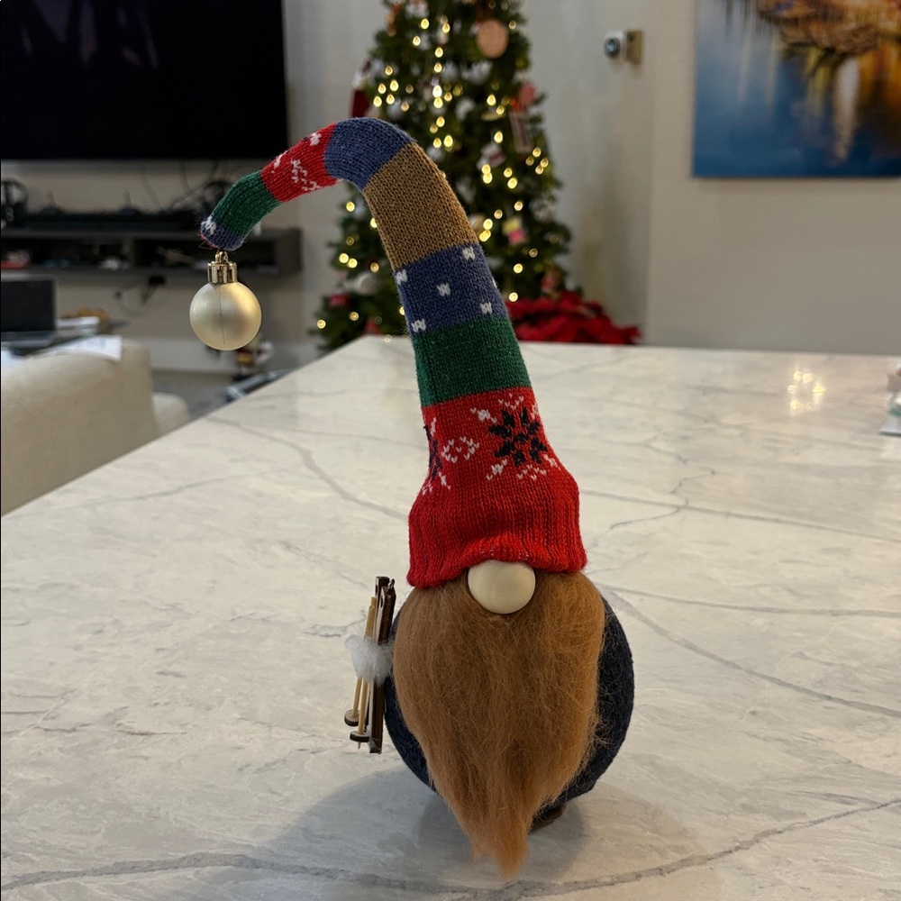 Ski Gnome with Multicolor Hat